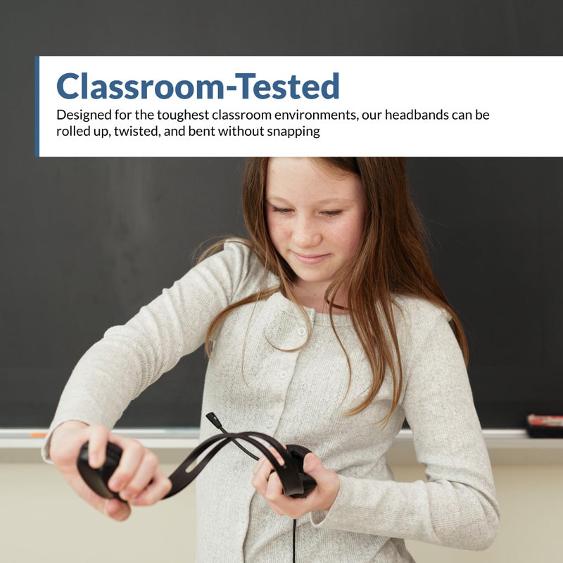 Cyber Acoustics سماعة رأس ستيريو للكمبيوتر من سايبر أكوستيكس (AC-4000)، اتصال 3.5 مم، ميكروفون لإلغاء الضوضاء للكمبيوتر، ماك والأجهزة اللوحية، مثالية للفصول الدراسية أو المنزل - Image 3